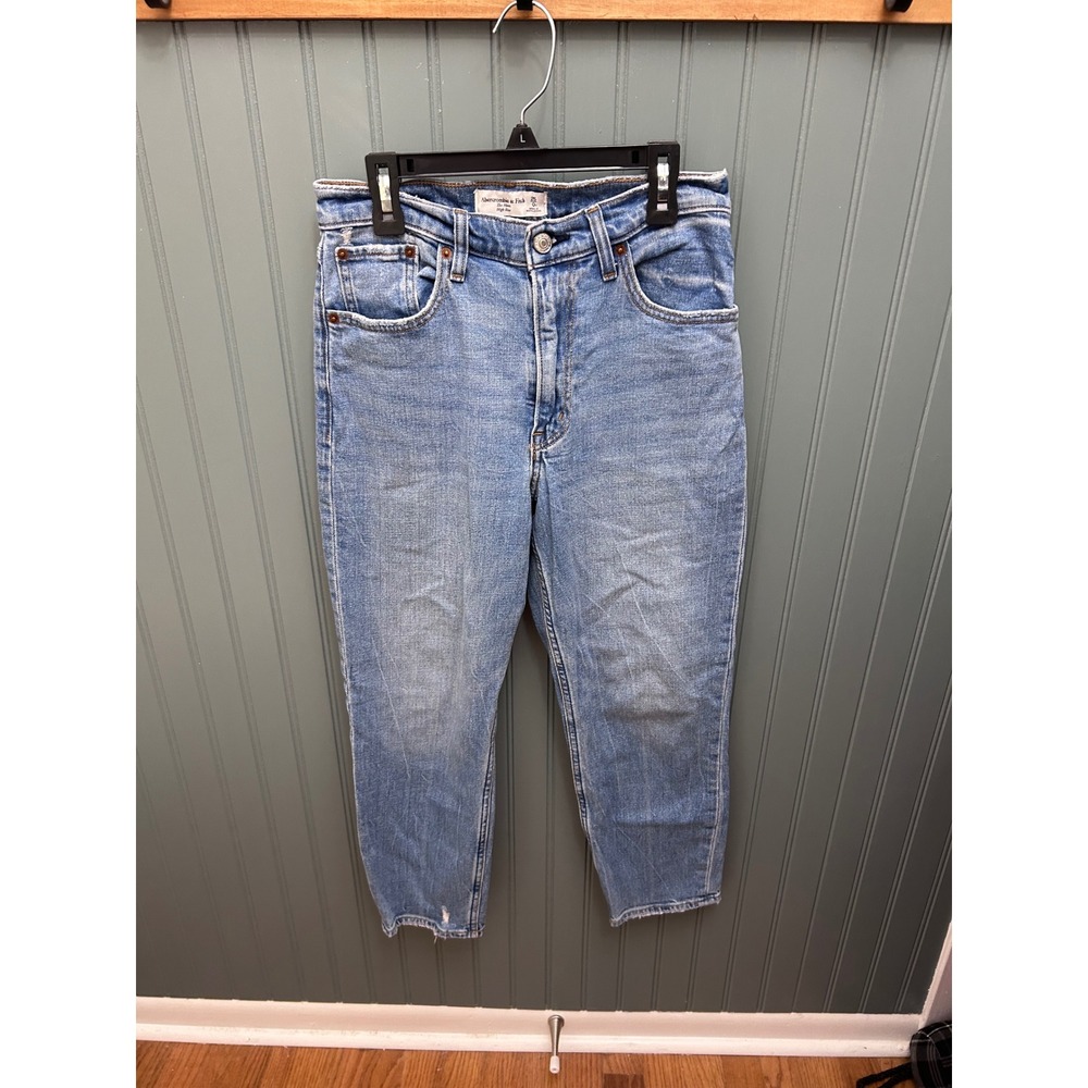 Abercrombie &‎ Fitch The Mom High Rise Jeans Medium Wash Blue Size 25 0S Tapered